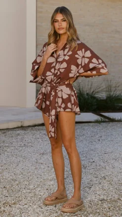 Bailin Playsuit - Brown Daylillies