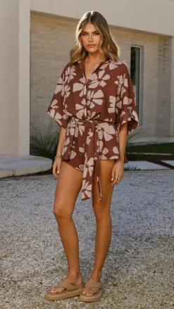 Bailin Playsuit - Brown Daylillies
