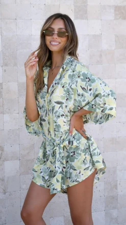 Bailin Playsuit - Green Floral