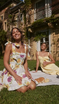 Balta Mini Dress - White / Purple Floral