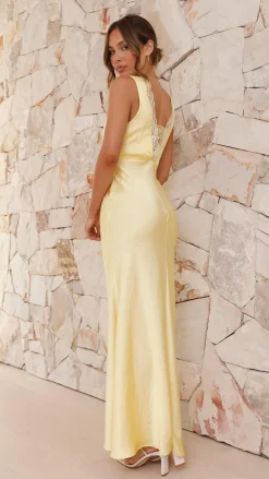 Basiano Maxi Dress - Yellow / Lace