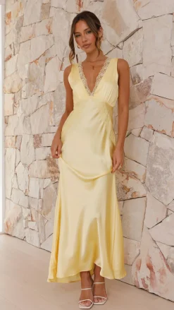 Basiano Maxi Dress - Yellow / Lace