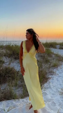 Basiano Maxi Dress - Yellow / Lace