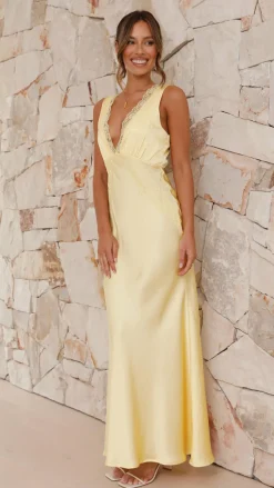 Basiano Maxi Dress - Yellow / Lace