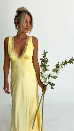 Basiano Maxi Dress - Yellow / Lace
