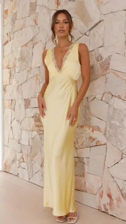 Basiano Maxi Dress - Yellow / Lace