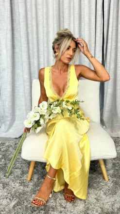 Basiano Maxi Dress - Yellow / Lace
