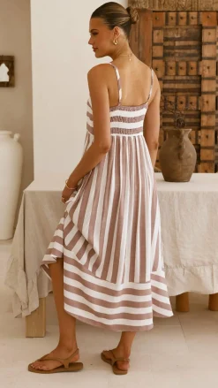 Baylee Midi Dress - Chocolate Stripe