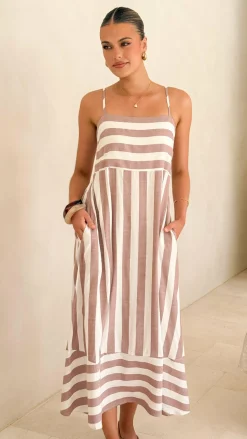 Baylee Midi Dress - Chocolate Stripe