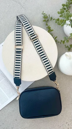 Bella Striped Webbing Camera Bag - Black