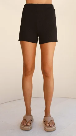 Bianca Knit Ribbed Shorts - Black