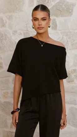 Blair Off Shoulder Tee - Black