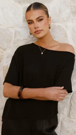Blair Off Shoulder Tee - Black