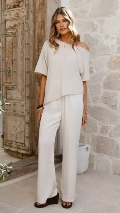 Blair Off Shoulder Tee - Oatmeal
