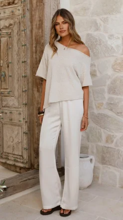 Blair Off Shoulder Tee - Oatmeal