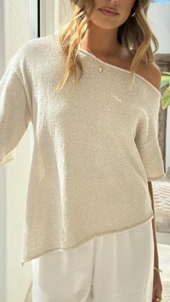 Blair Off Shoulder Tee - Oatmeal