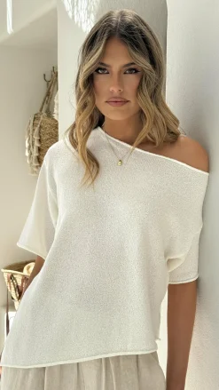 Blair Off Shoulder Tee - White