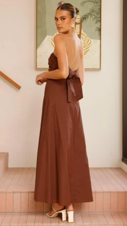 Bolivia Strapless Midi Dress - Chocolate