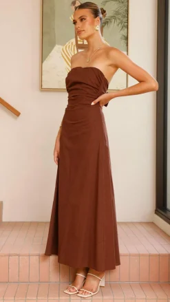 Bolivia Strapless Midi Dress - Chocolate