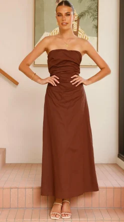 Bolivia Strapless Midi Dress - Chocolate