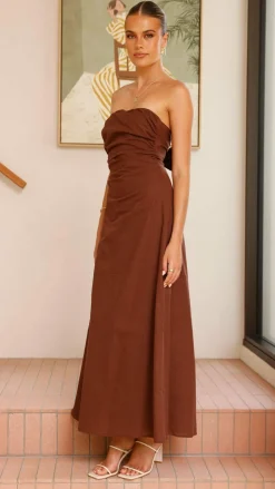 Bolivia Strapless Midi Dress - Chocolate