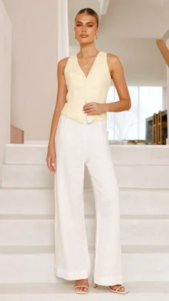 Brianne Linen Vest - Yellow