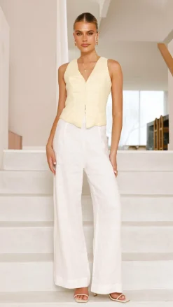 Brianne Linen Vest - Yellow