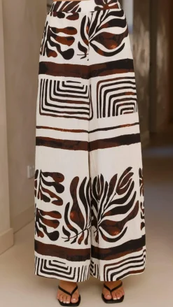 Briar Wide Leg Pants - Chocolate Abstract