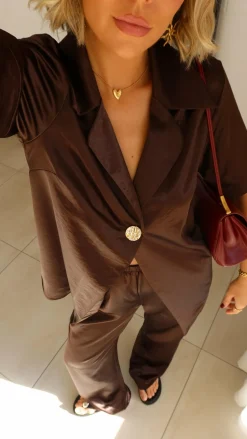 Bridget Button Shirt - Chocolate