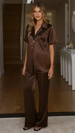 Bridget Button Shirt - Chocolate