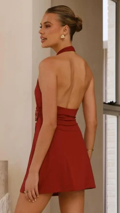 Brigitte Halter Mini Dress- Red