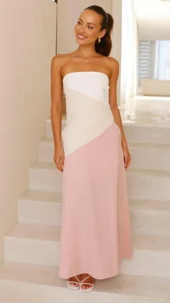 Brionie Maxi Dress - Pink/ White