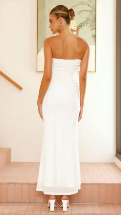 Brittani Strapless Maxi Dress - White/Red