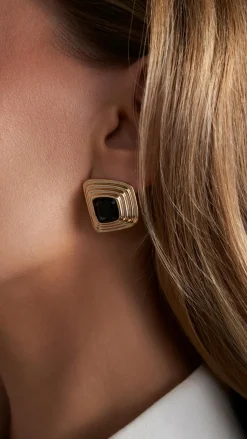 Bronnie Earrings - Gold / Black