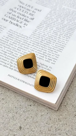 Bronnie Earrings - Gold / Black
