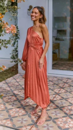 Brooklyn One Shoulder Midi Dress - Copper