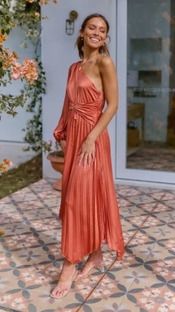Brooklyn One Shoulder Midi Dress - Copper
