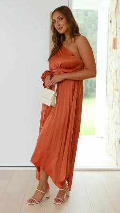 Brooklyn One Shoulder Midi Dress - Copper