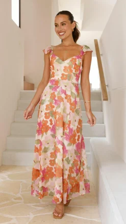 Calais Maxi Dress - Orange Floral