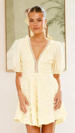 Calanthe Mini Dress - Lemon