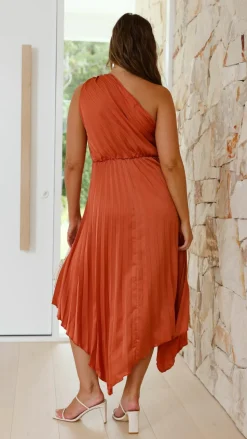 Cali One Shoulder Midi Dress - Copper