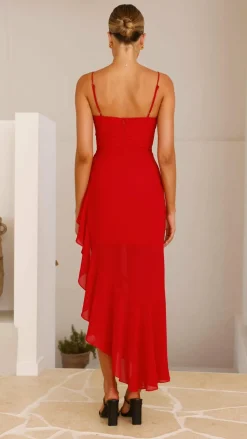Caliste Midi Dress - Red