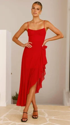 Caliste Midi Dress - Red