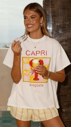 Capri Top and Shorts Set - White/Yellow