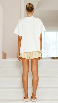 Capri Top and Shorts Set - White/Yellow