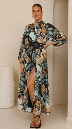 Carmal Long Sleeve Maxi Dress - Donatella Noir