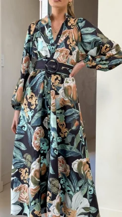 Carmal Long Sleeve Maxi Dress - Donatella Noir