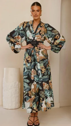 Carmal Long Sleeve Maxi Dress - Donatella Noir