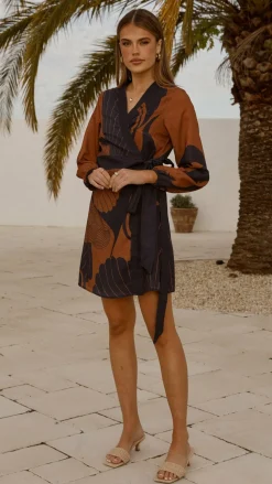 Cassidy Long Sleeve Mini Dress - Coco/Navy