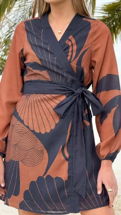 Cassidy Long Sleeve Mini Dress - Coco/Navy